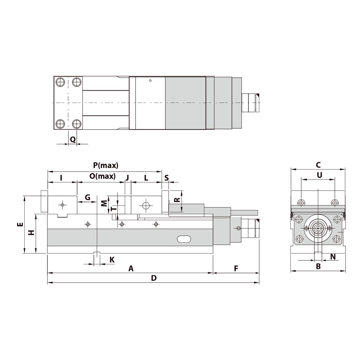 Technische Zeichnung Präzisionsschraubstock AVQ-200G/HV von Kemmler