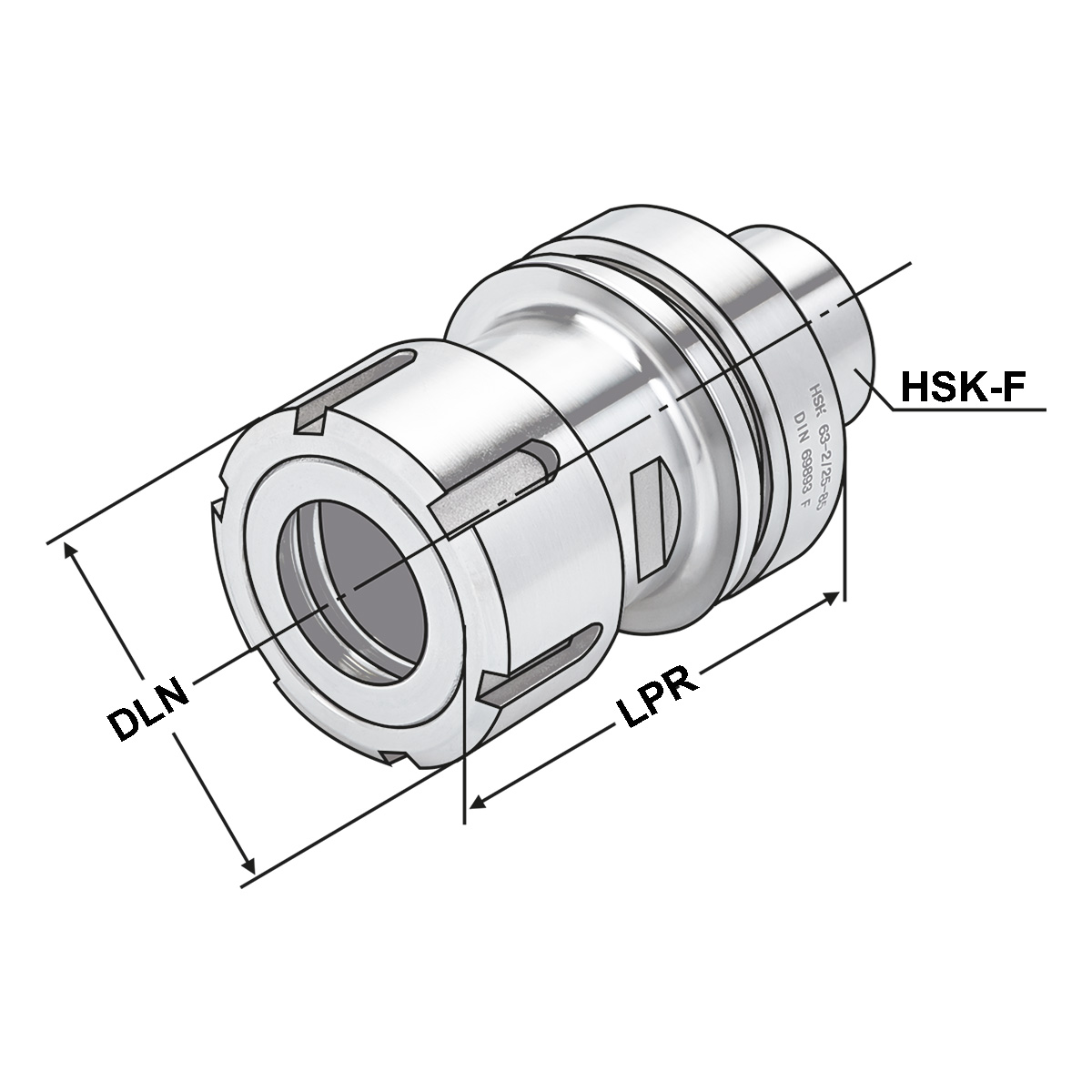 Technische Zeichnung Spannfutter HSK 63-2/25-85 OZ25 DIN 69893-F von Kemmler