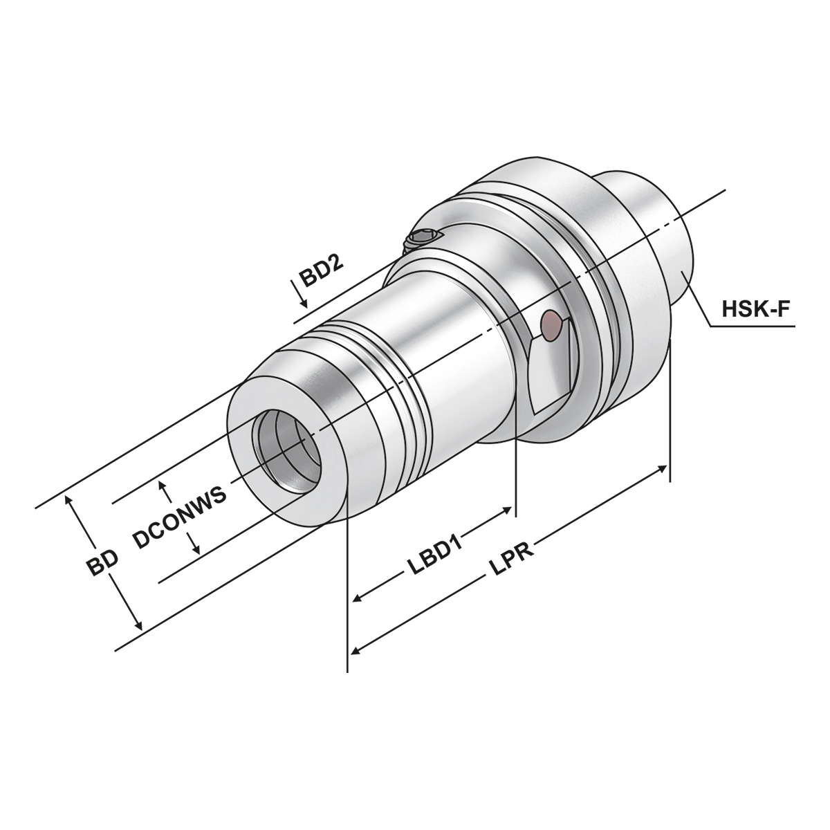 Technische Zeichnung Hydro-Dehnspannfutter HSK 63-12-100 DIN 69893-F von Kemmler