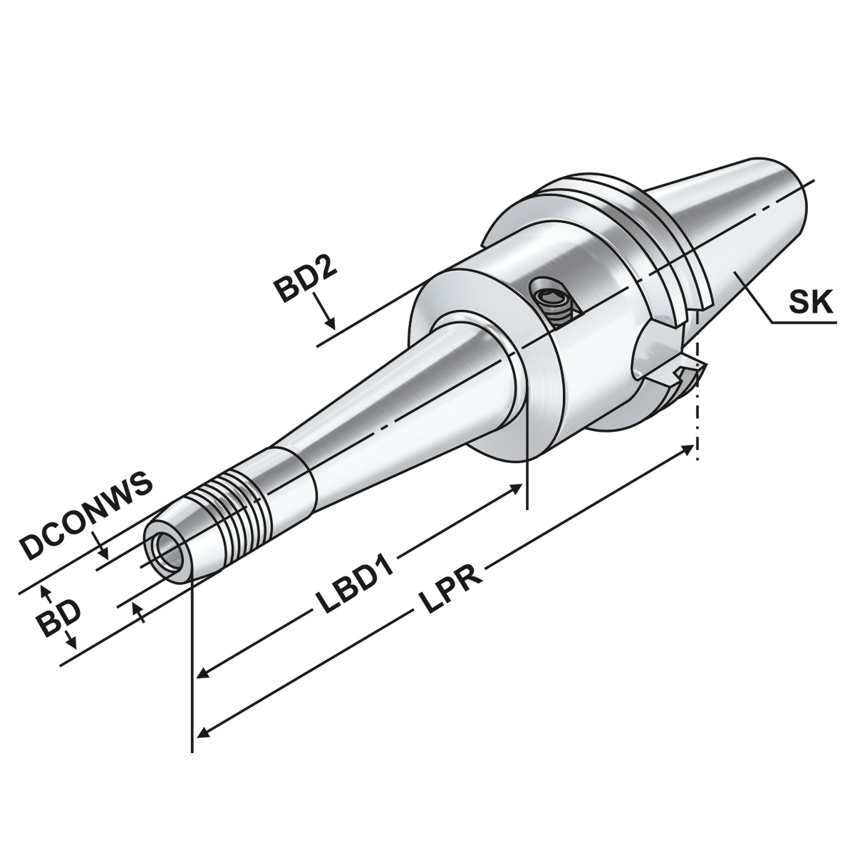 Technische Zeichnung Hydro-Dehnspannfutter SK 40-06-160 von Kemmler