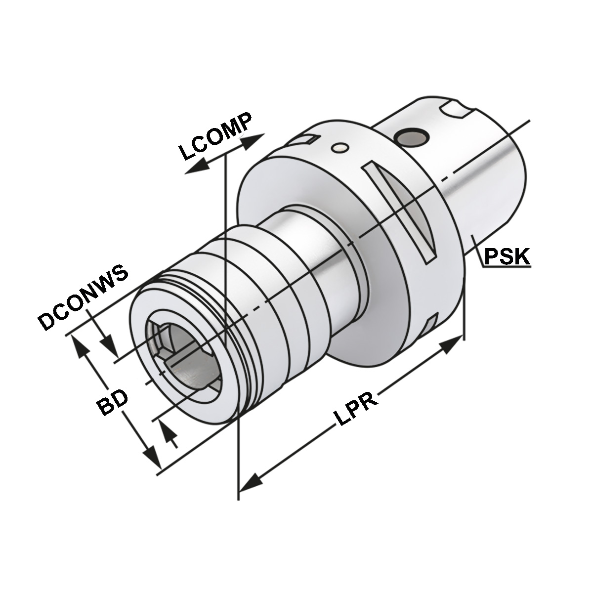 Technische Zeichnung Gewindeschneidfutter PSK 63 M3-M14 - Gr.1 von Kemmler