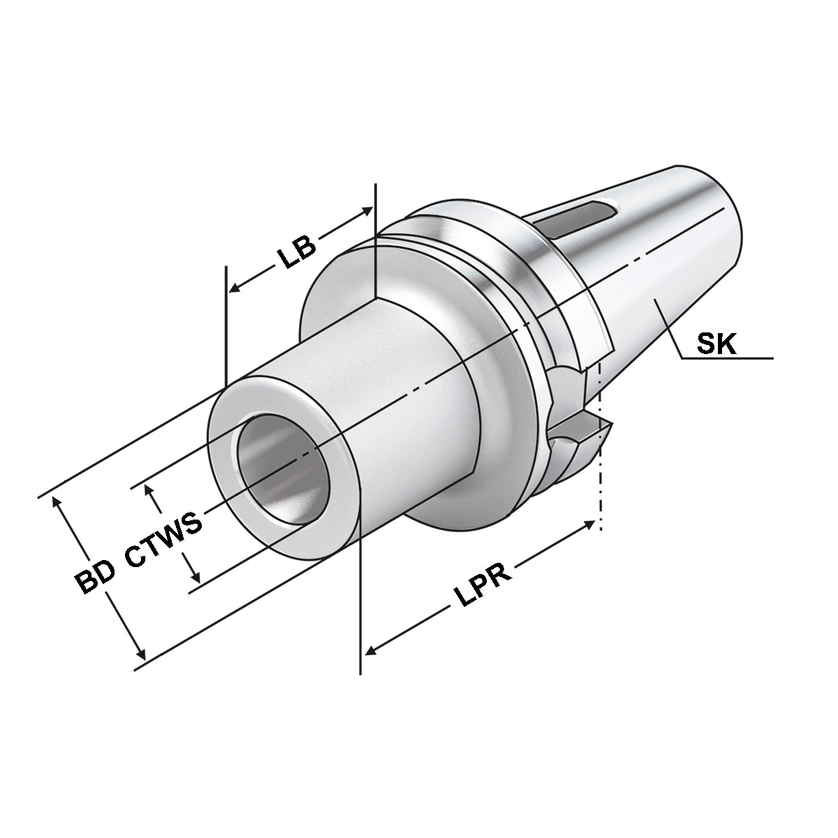 Technische Zeichnung Zwischenhülse BT 40-3-70 MAS/BT von Kemmler