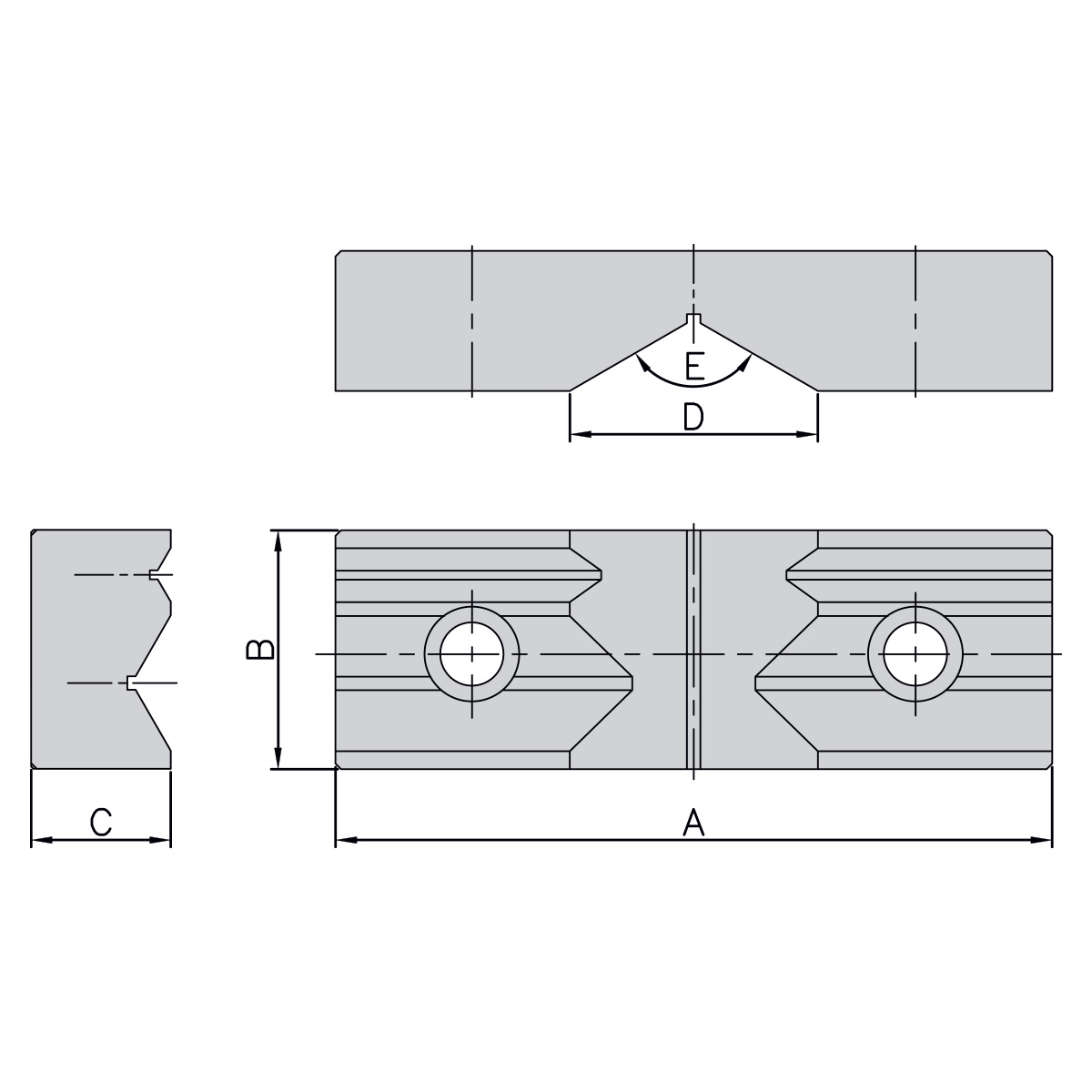 Technische Zeichnung Prismenbacken (1 Stk.) für ATW-40/ ATD-460 von Kemmler