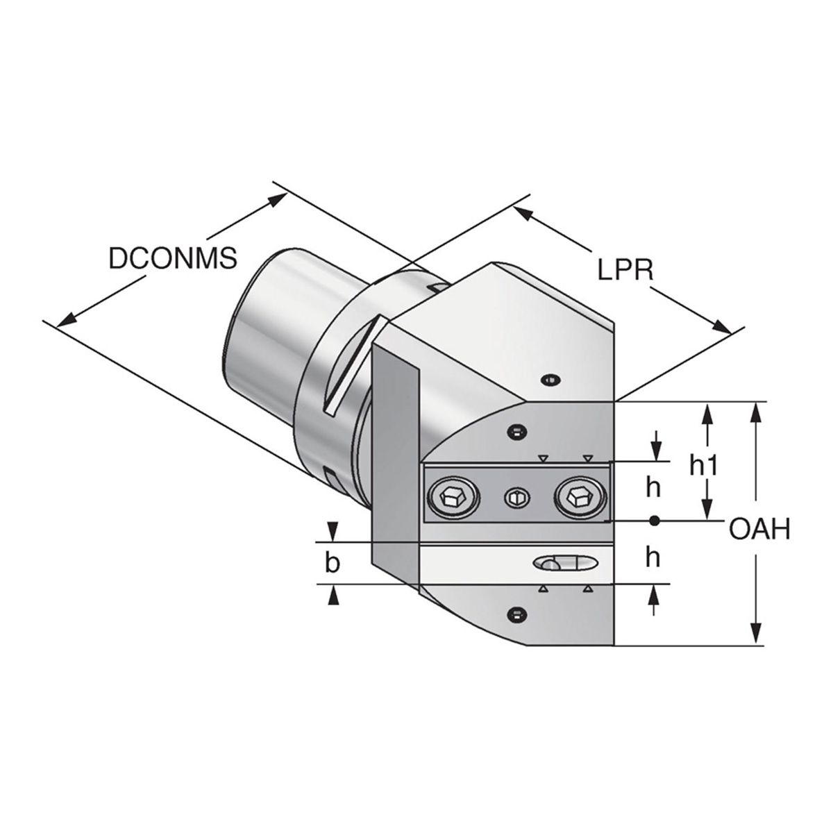 Technische Zeichnung Mehrfach Drehhalter 45° PSK 63-25-97 ISO 26623 von Kemmler