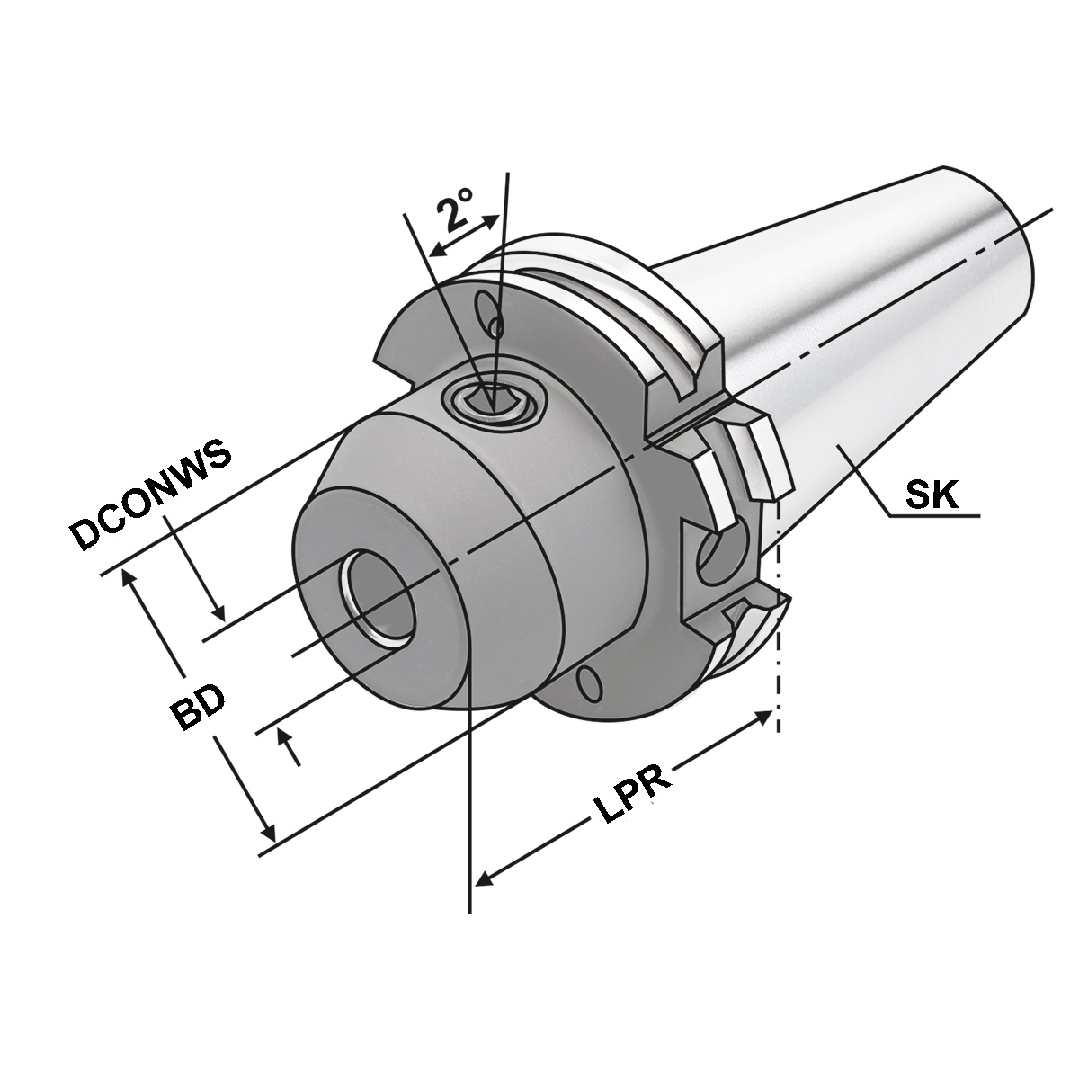 Technische Zeichnung Whistle Notch SK 40-10-50 DIN 69871 AD/B von Kemmler