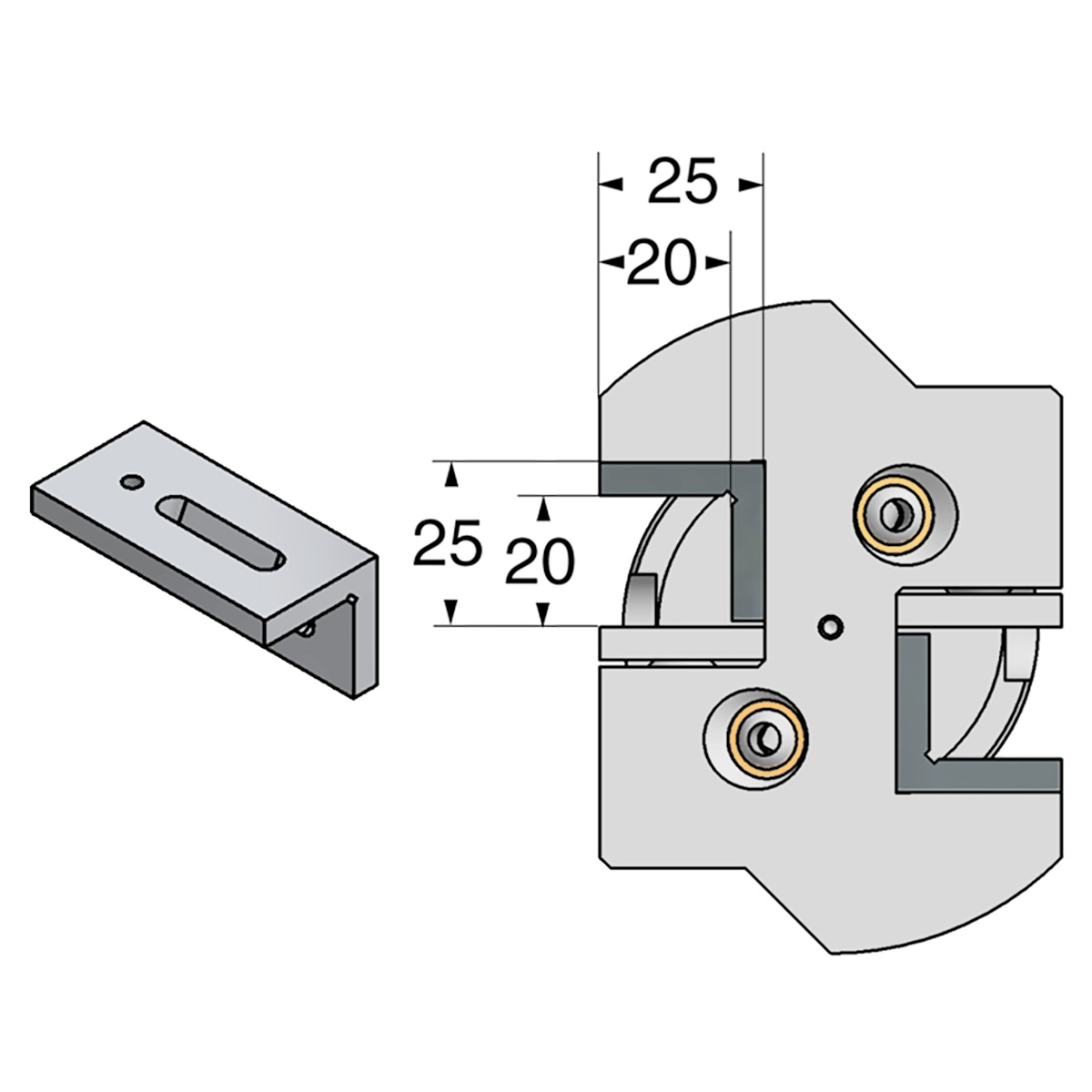 Technische Zeichnung Drehhalter 2-fach HSK 63-25-100 mit IK von Kemmler