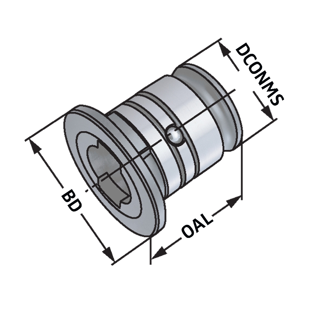Technische Zeichnung Reduzier-Adapter Gr. 3 auf Gr. 2 von Kemmler