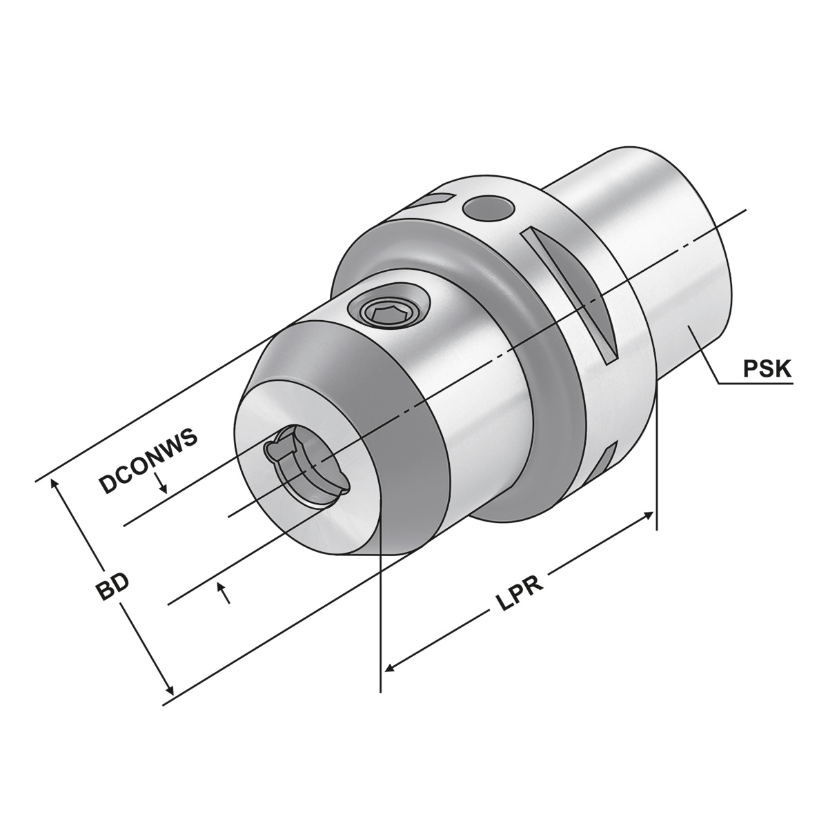 Technische Zeichnung Fräseraufnahme PSK 63-06-55 ISO 26623 von Kemmler