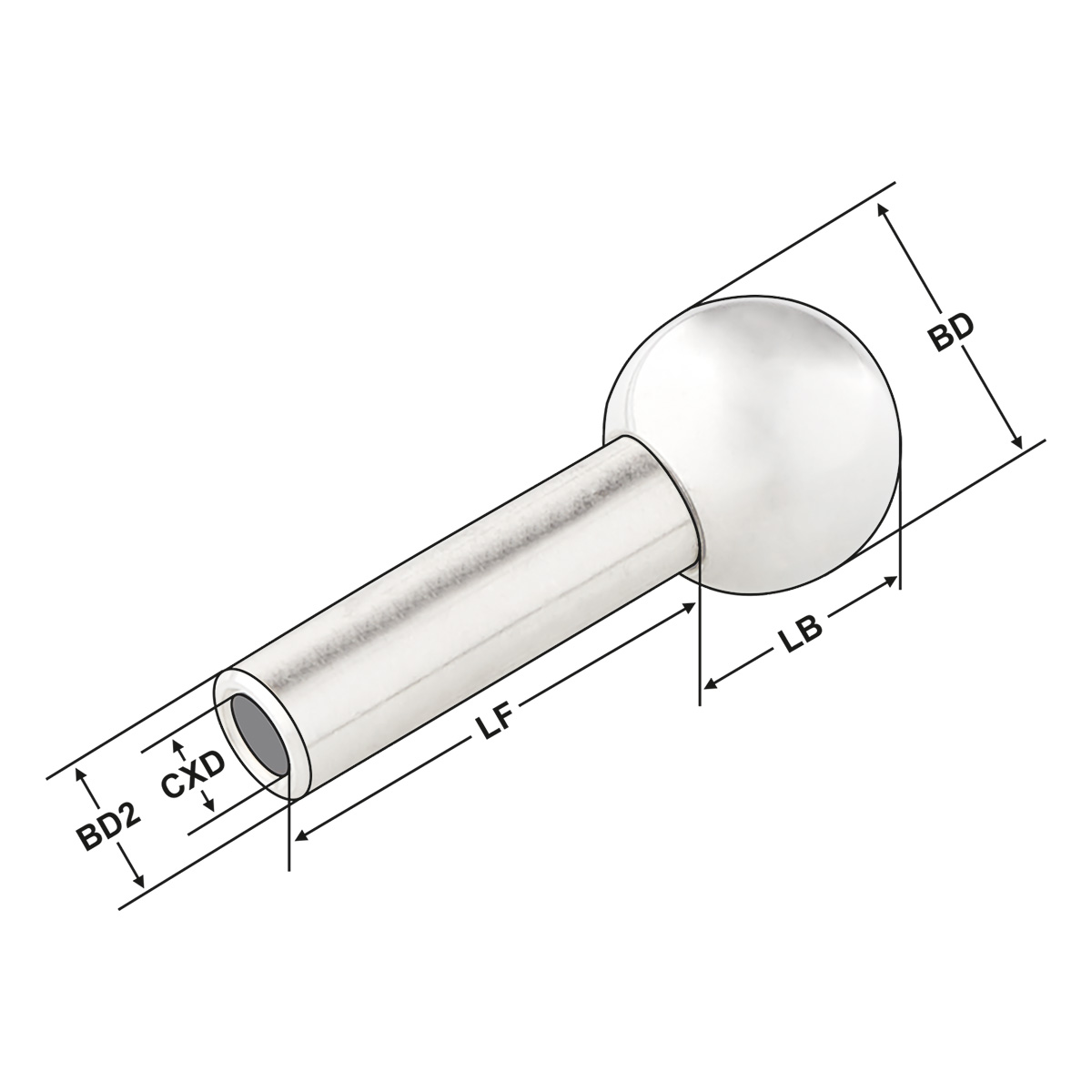 Technische Zeichnung Kugel mit Düse Ø 12 mm - 10,5 - 4 - 40 von Kemmler