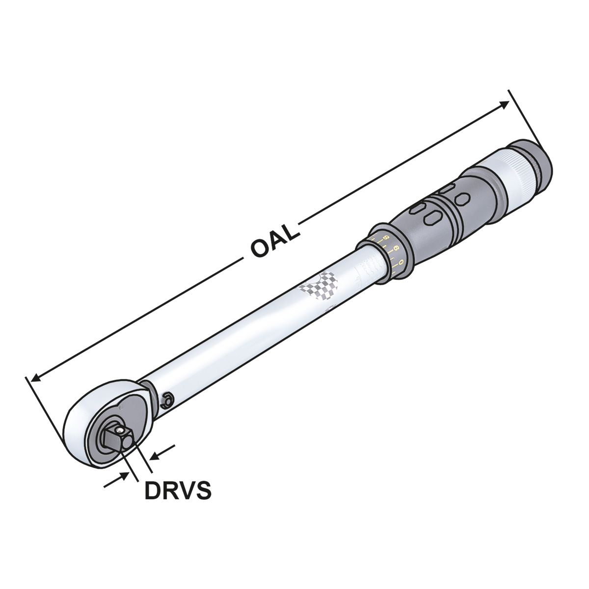 Technische Zeichnung Drehmomentschlüssel 3/8" von Kemmler
