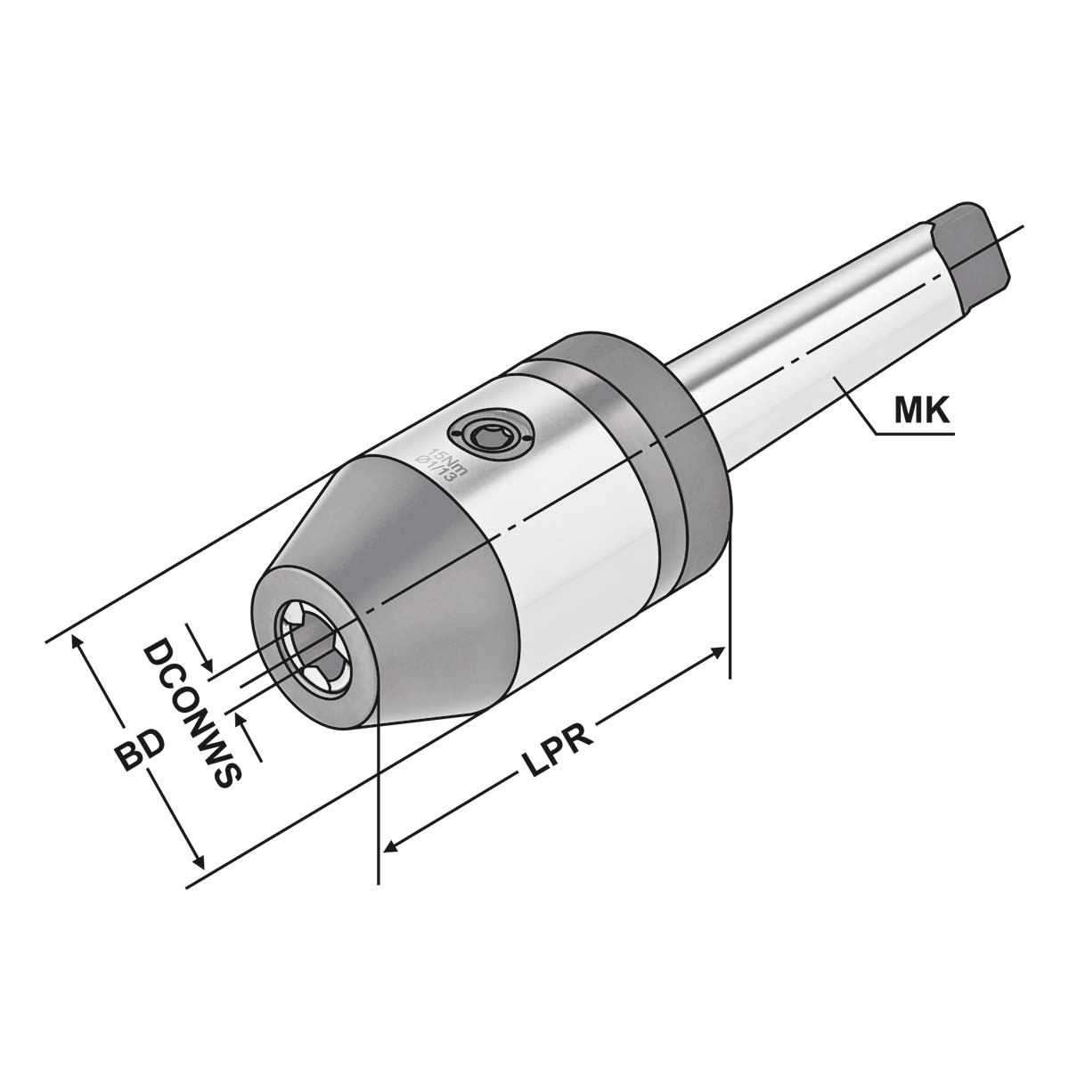 Technische Zeichnung CNC-Bohrfutter MK3-1/13-98 von Kemmler