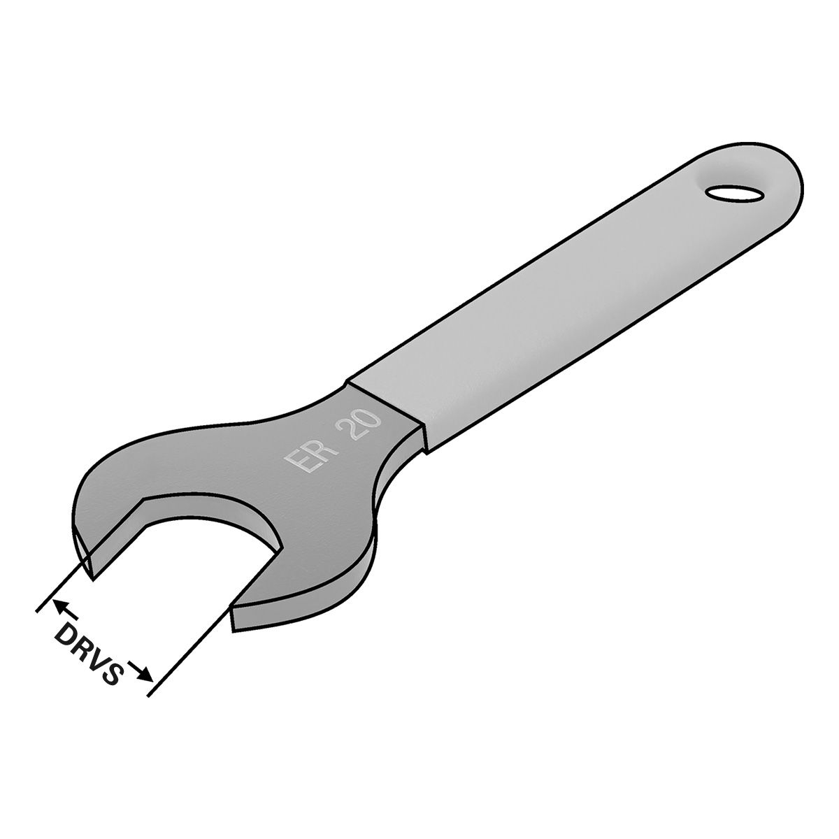Technische Zeichnung Spannschlüssel | ER20 | 2-13 | D=34 | SW=30 von Kemmler