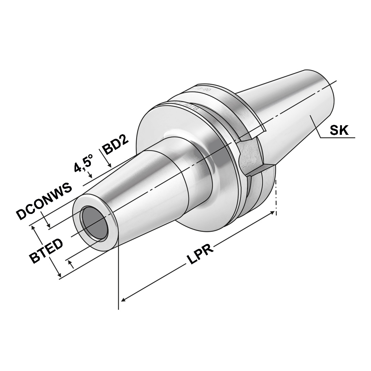 Technische Zeichnung Schrumpffutter BT 40-06-160 MAS-BT von Kemmler