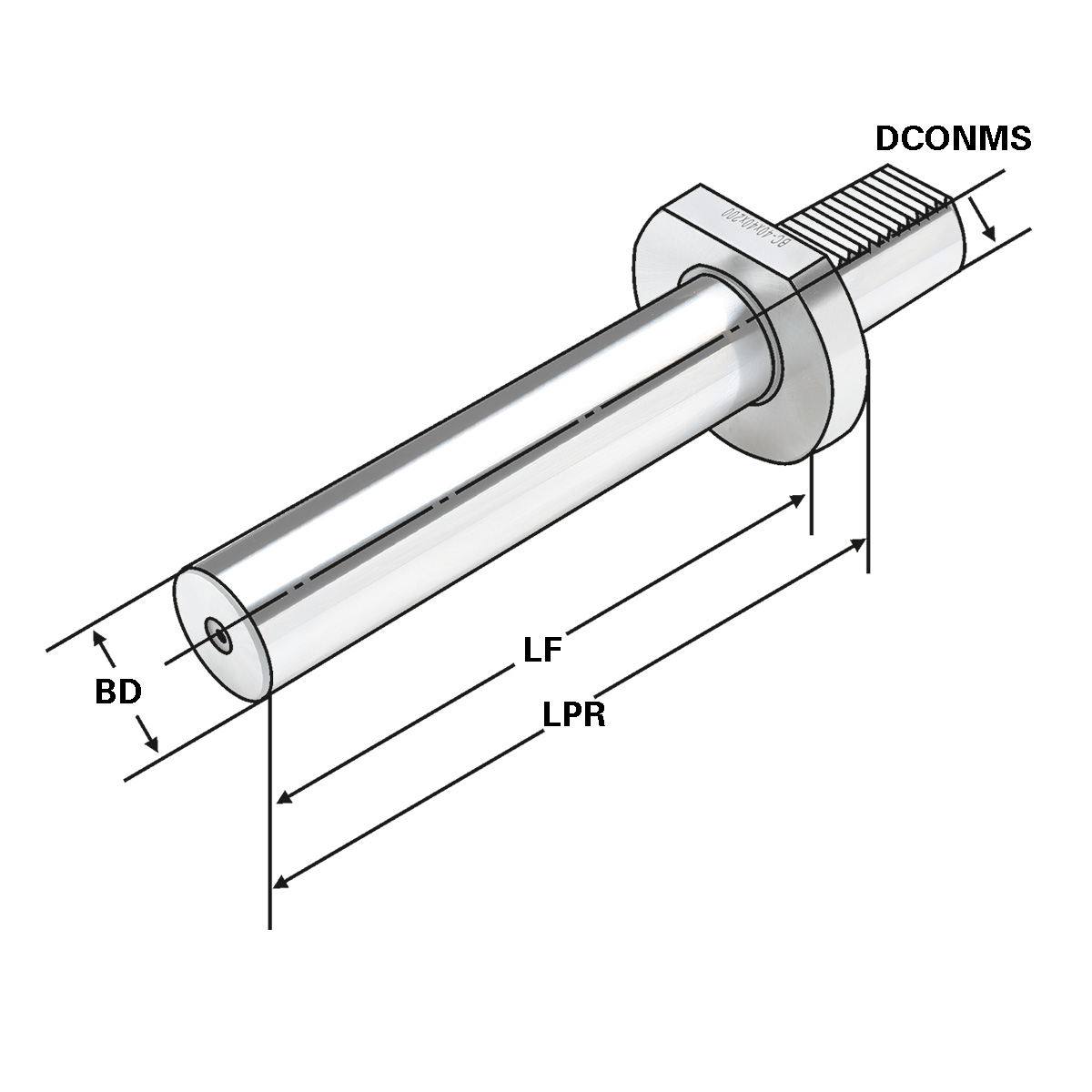 Technische Zeichnung Kontrolldorn VDI 50-40-200 DIN 69880 (ISO 10889) von Kemmler