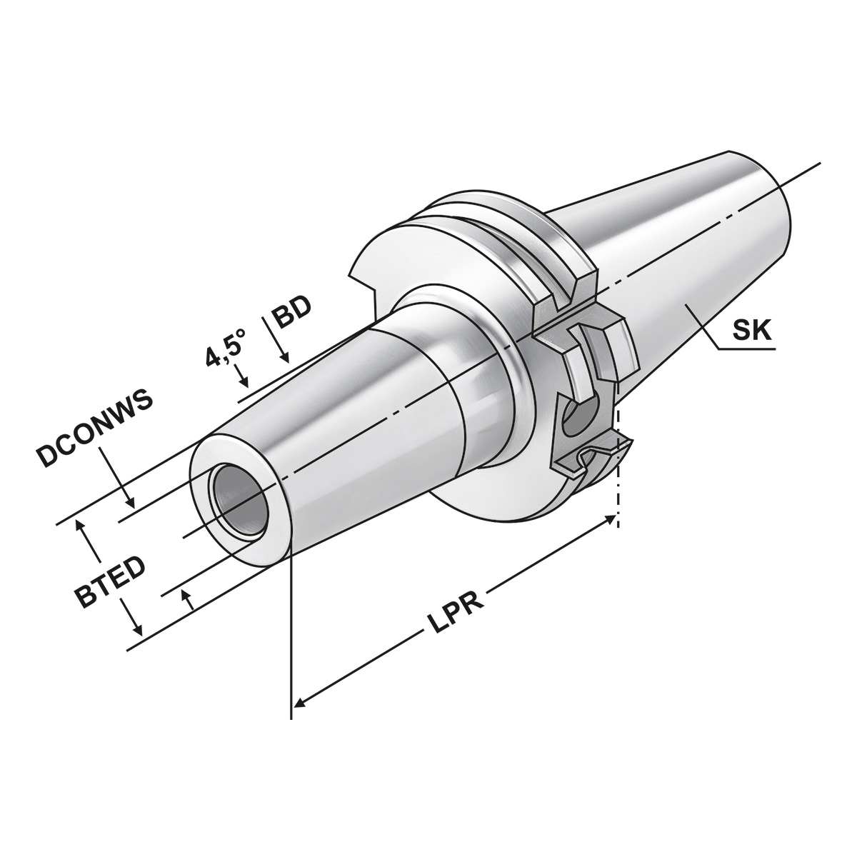 Technische Zeichnung Schrumpffutter SK 40-08-80 | SK-DC | AD/AF von Kemmler