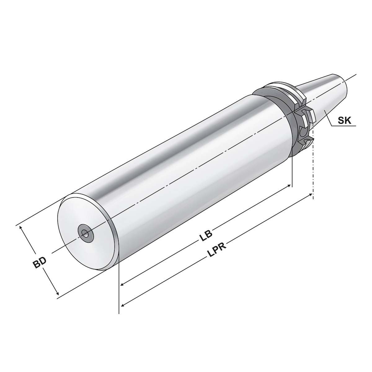 Technische Zeichnung Bohrstangenrohling SK 30-40,5-160 DIN 69871 A von Kemmler