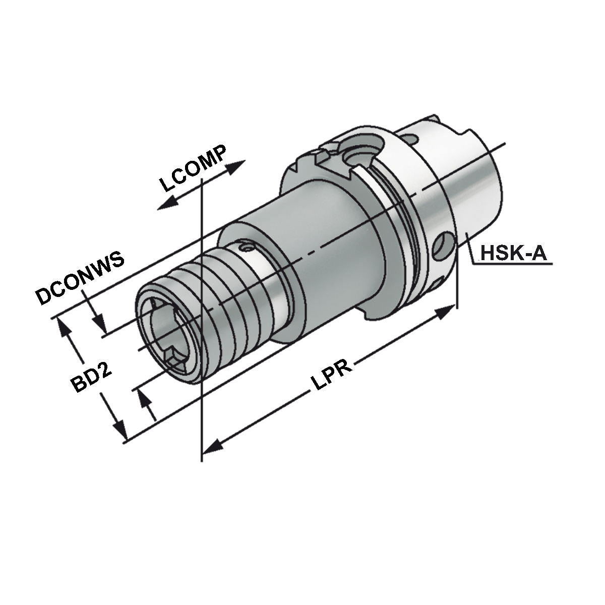 Technische Zeichnung Gewindeschneidfutter HSK 50 M5-M22 von Kemmler