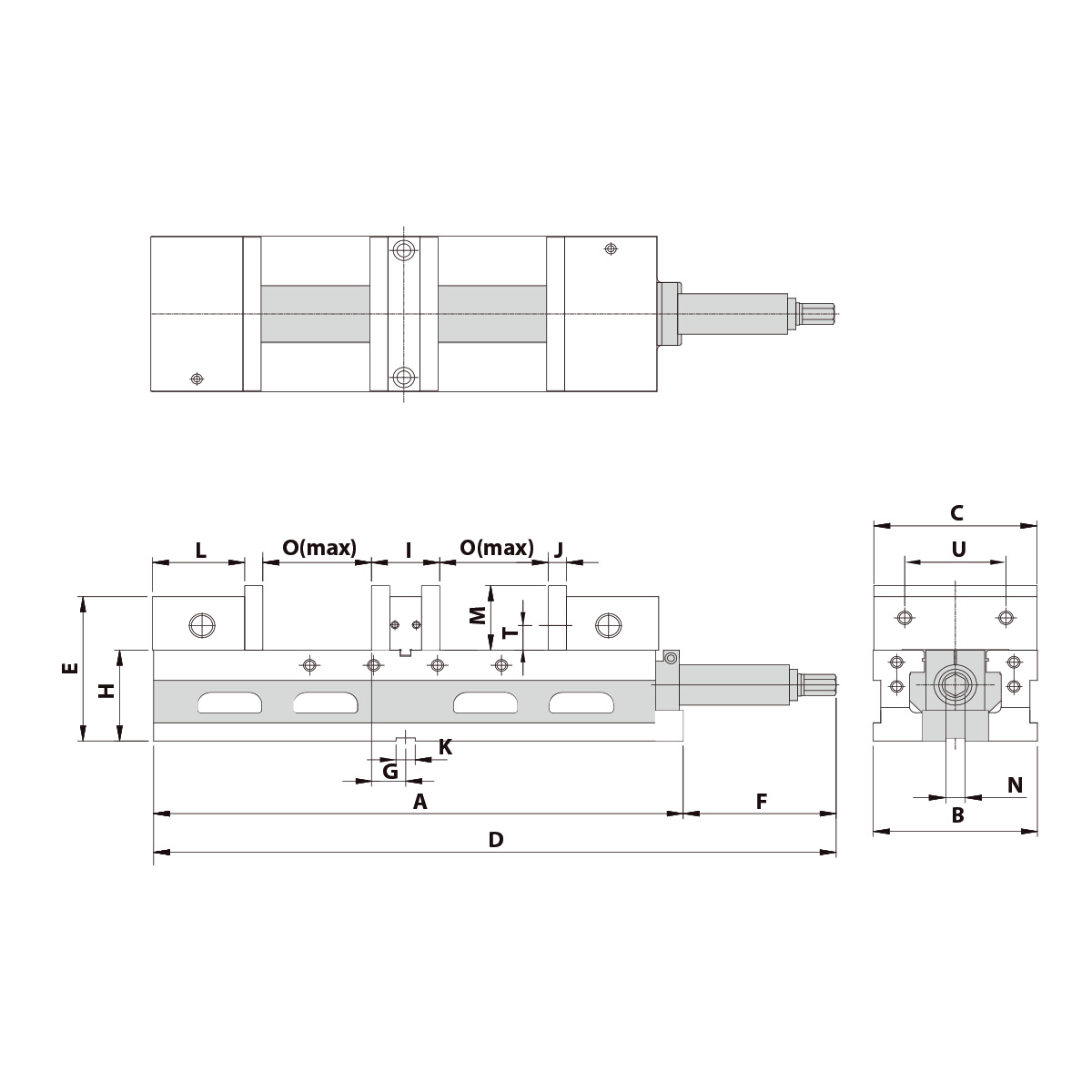 Technische Zeichnung Doppelspannstock ALD-60G/HV von Kemmler