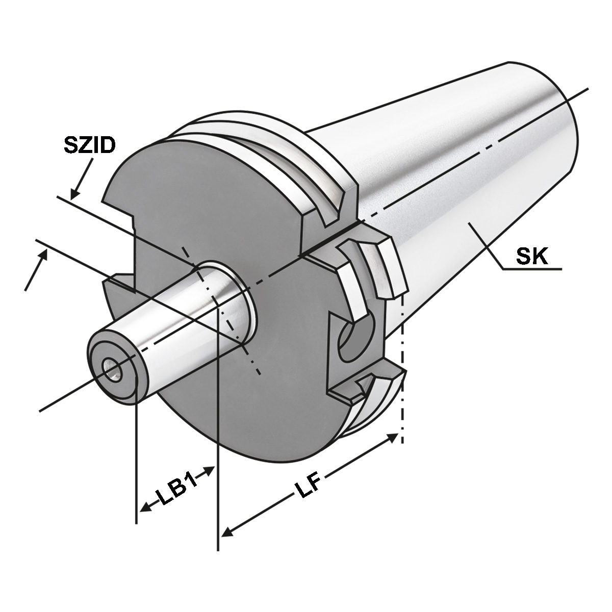 Technische Zeichnung Bohrfutteraufnahme SK 50 - B12 von Kemmler