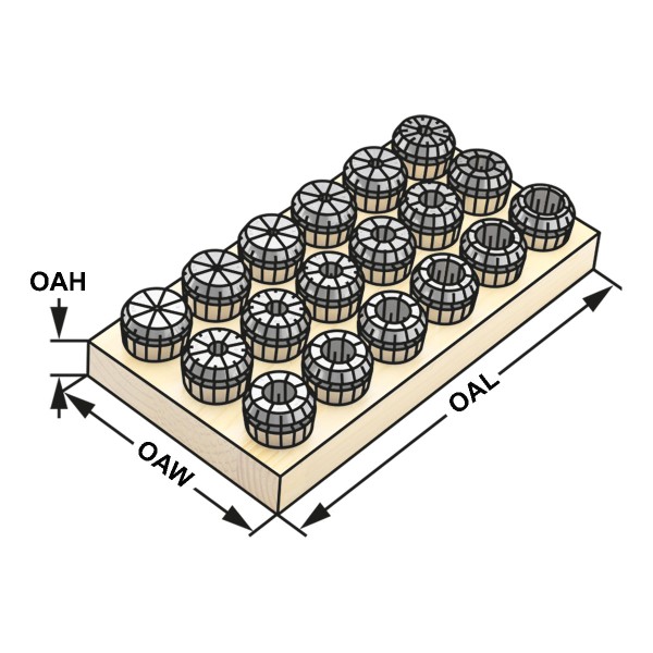 Technische Zeichnung Spannzangensatz | 3 µm | ER16 | 426EHP | 8x Satz von Kemmler