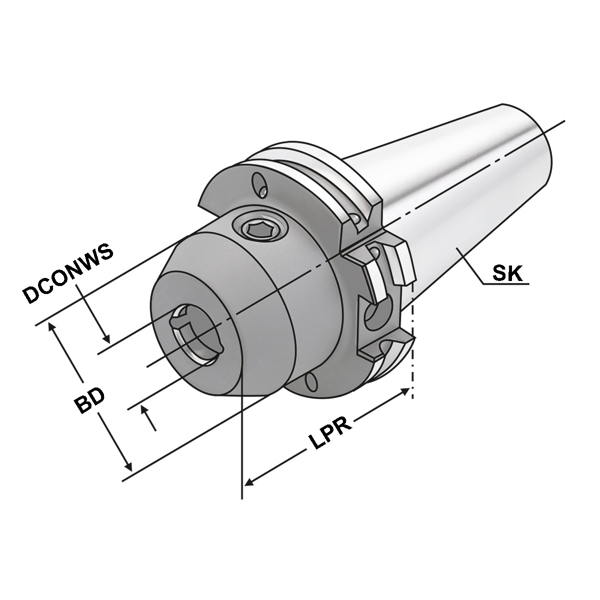 Technische Zeichnung Fräseraufnahme SK 40-06-130 DIN 69871 AD/B von Kemmler
