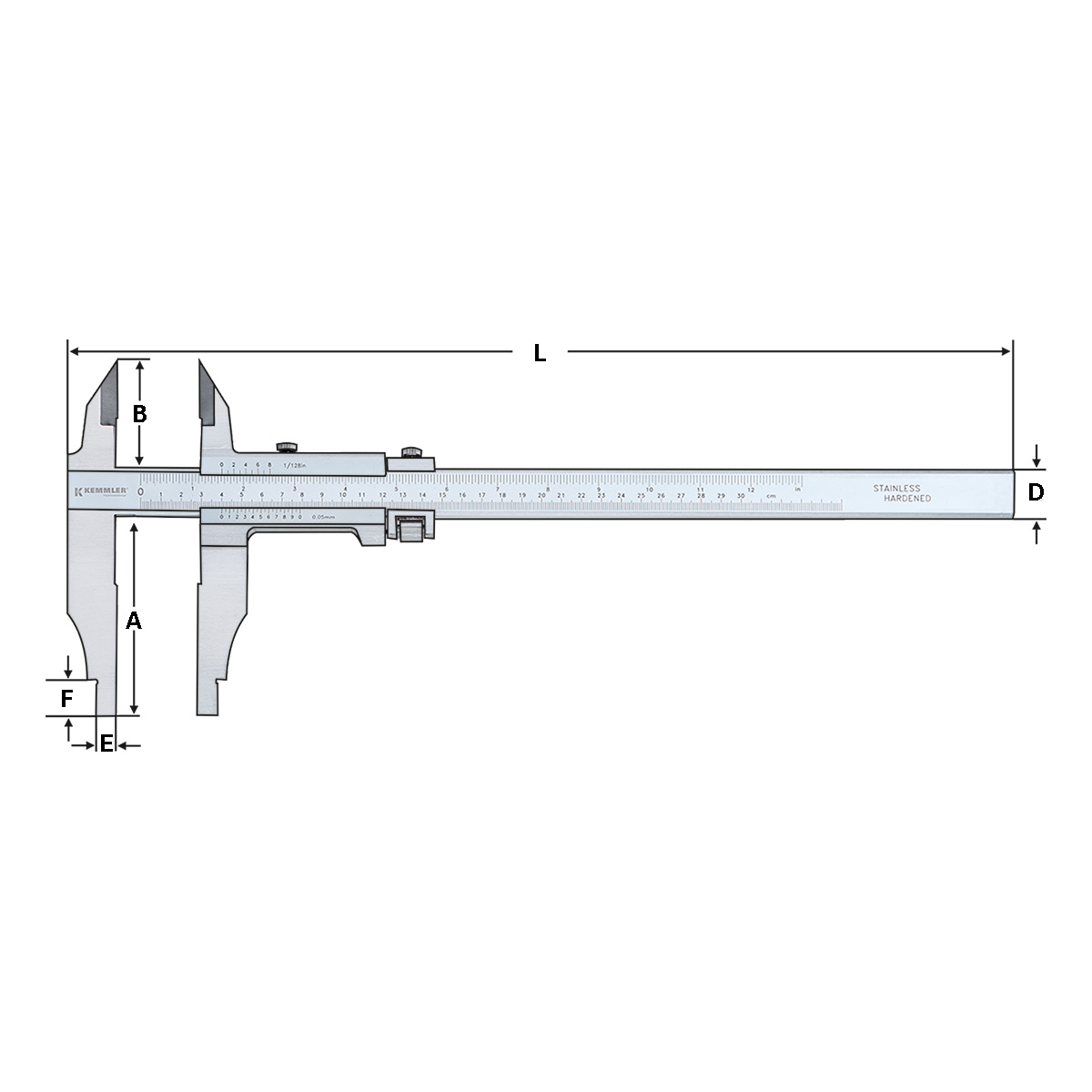 Technische Zeichnung Werkstattmessschieber | 0-300mm von Kemmler