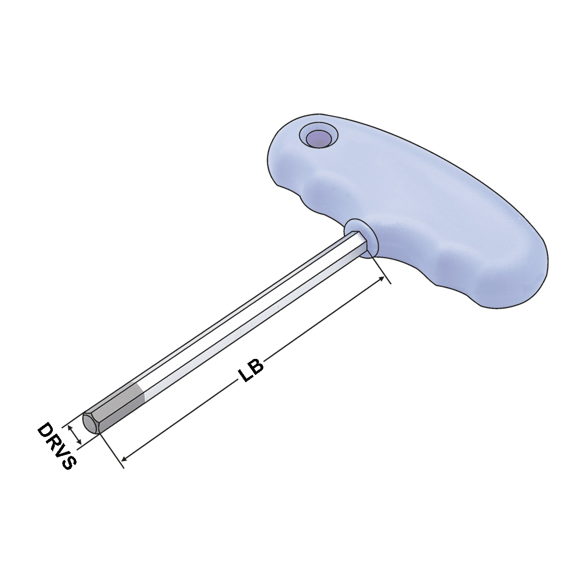 Technische Zeichnung Sechskant mit T-Griff 6 mm; L= 100 mm von Kemmler