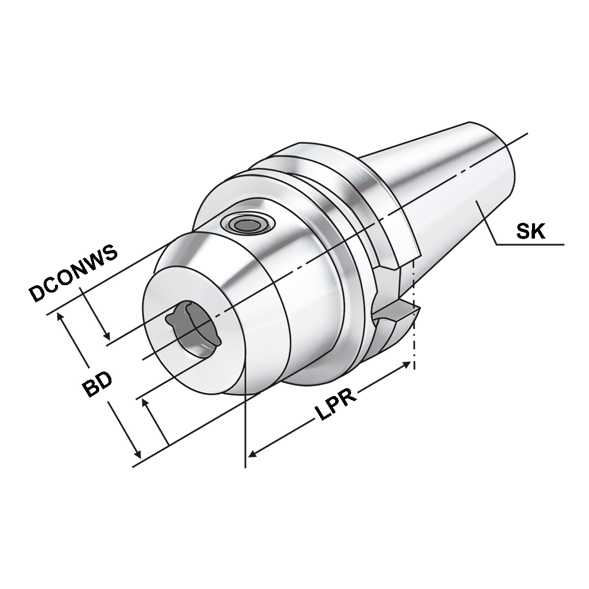 Technische Zeichnung Fräseraufnahme BT 40-40-120 - K MAS-BT von Kemmler