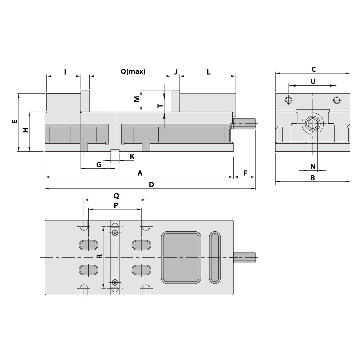 Technische Zeichnung Präzisionsschraubstock MG-60G/HV von Kemmler