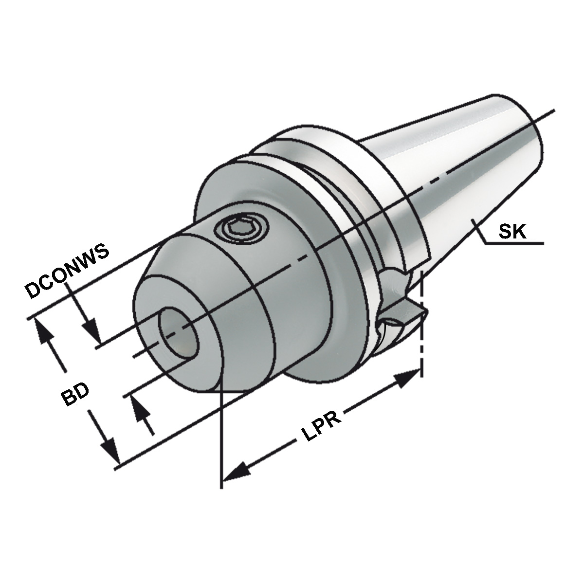 Technische Zeichnung Fräseraufnahmen BT 40-12-100 MAS/BT von Kemmler