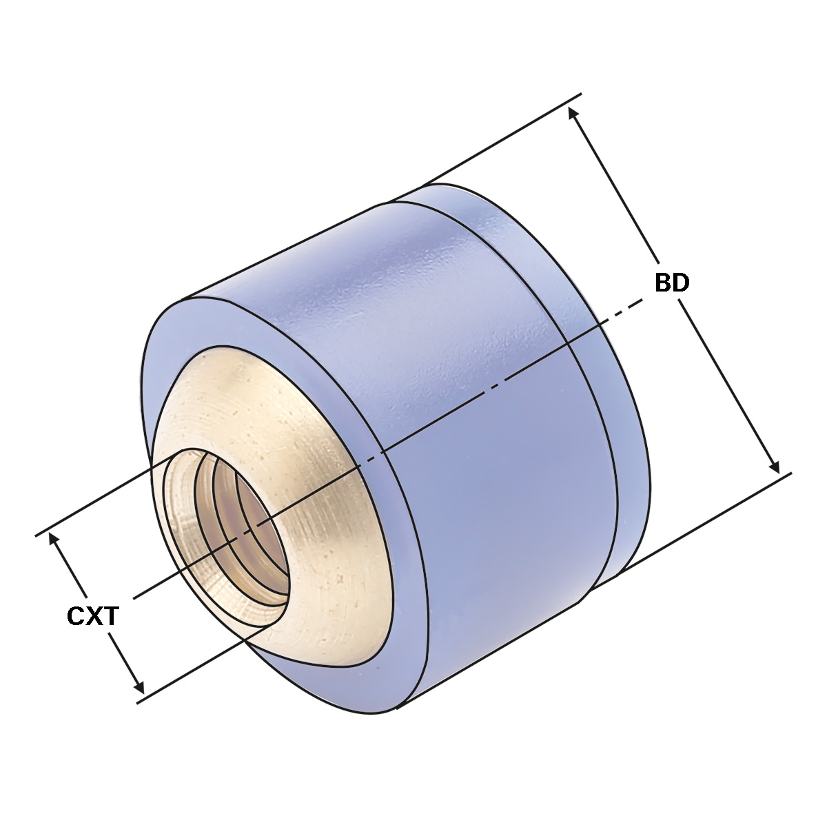 Technische Zeichnung Kunststoff-Kugelspritzdüsen 12 mm von Kemmler