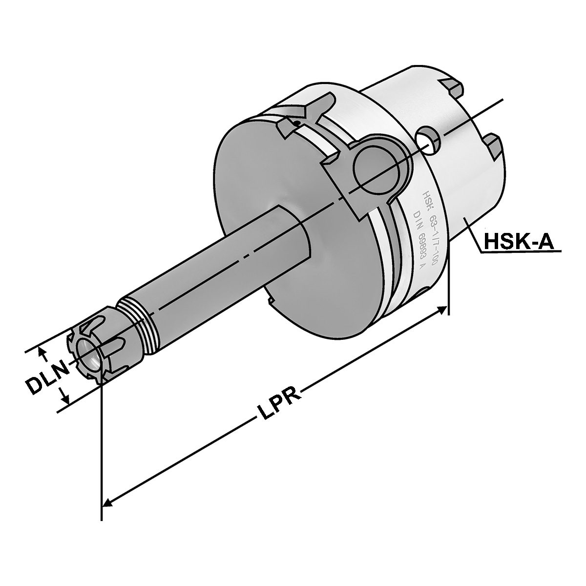 Technische Zeichnung Spannfutter HSK 100-1/10-100|ER16|Mini von Kemmler