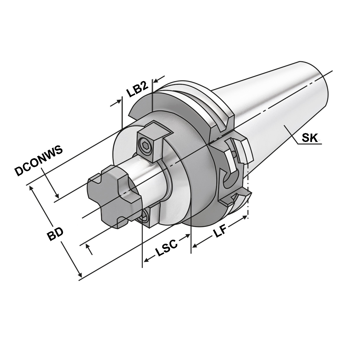 Technische Zeichnung Quernut-Aufsteckdorn SK 40-16-35 DIN 69871 AD von Kemmler