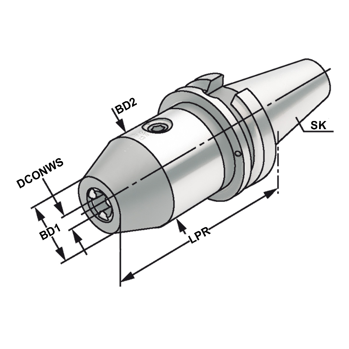 Technische Zeichnung CNC-Bohrfutter BT 40- 2,5/16-103 MAS/BT von Kemmler