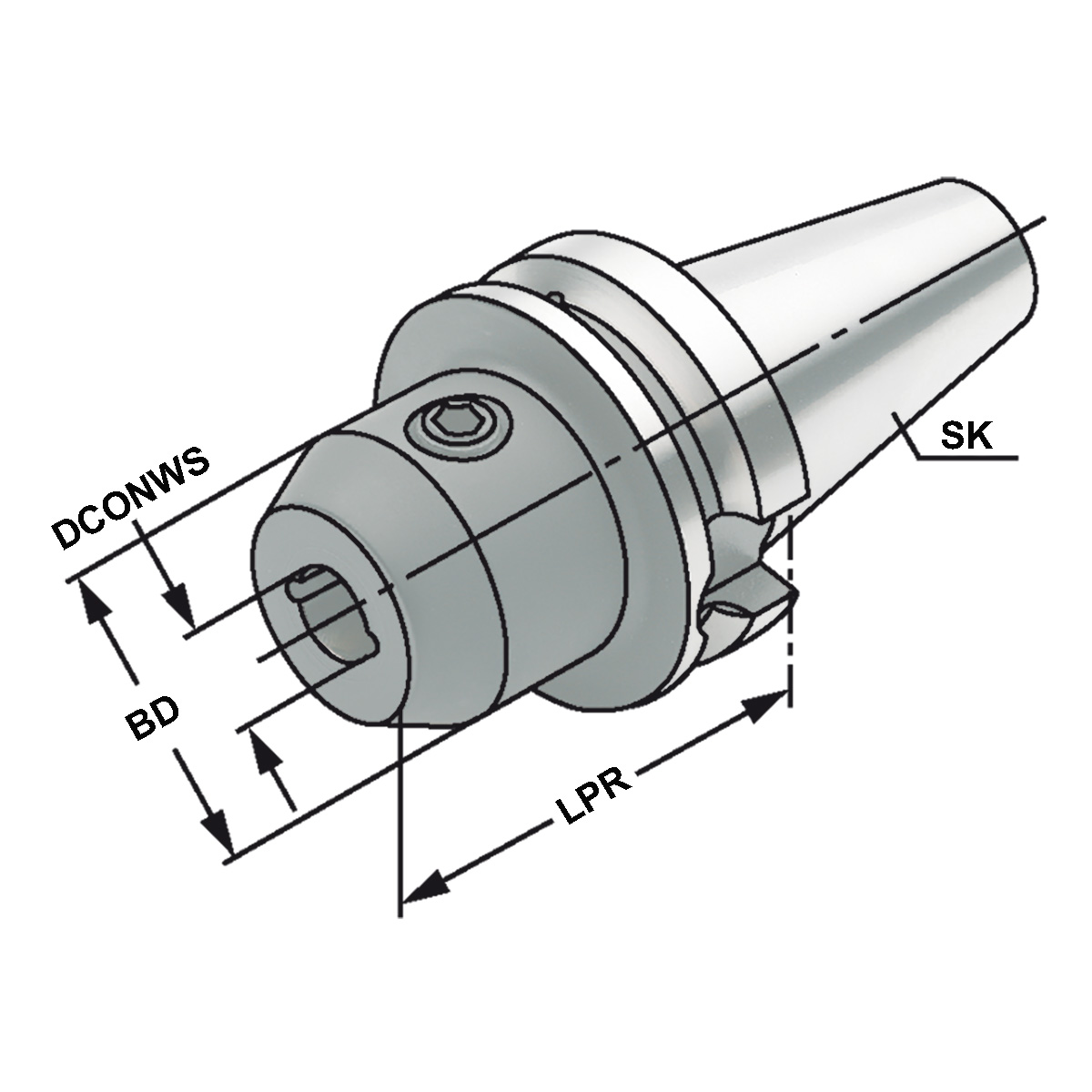 Technische Zeichnung Fräseraufnahme BT 50-08-63 MAS/BT AD/B von Kemmler