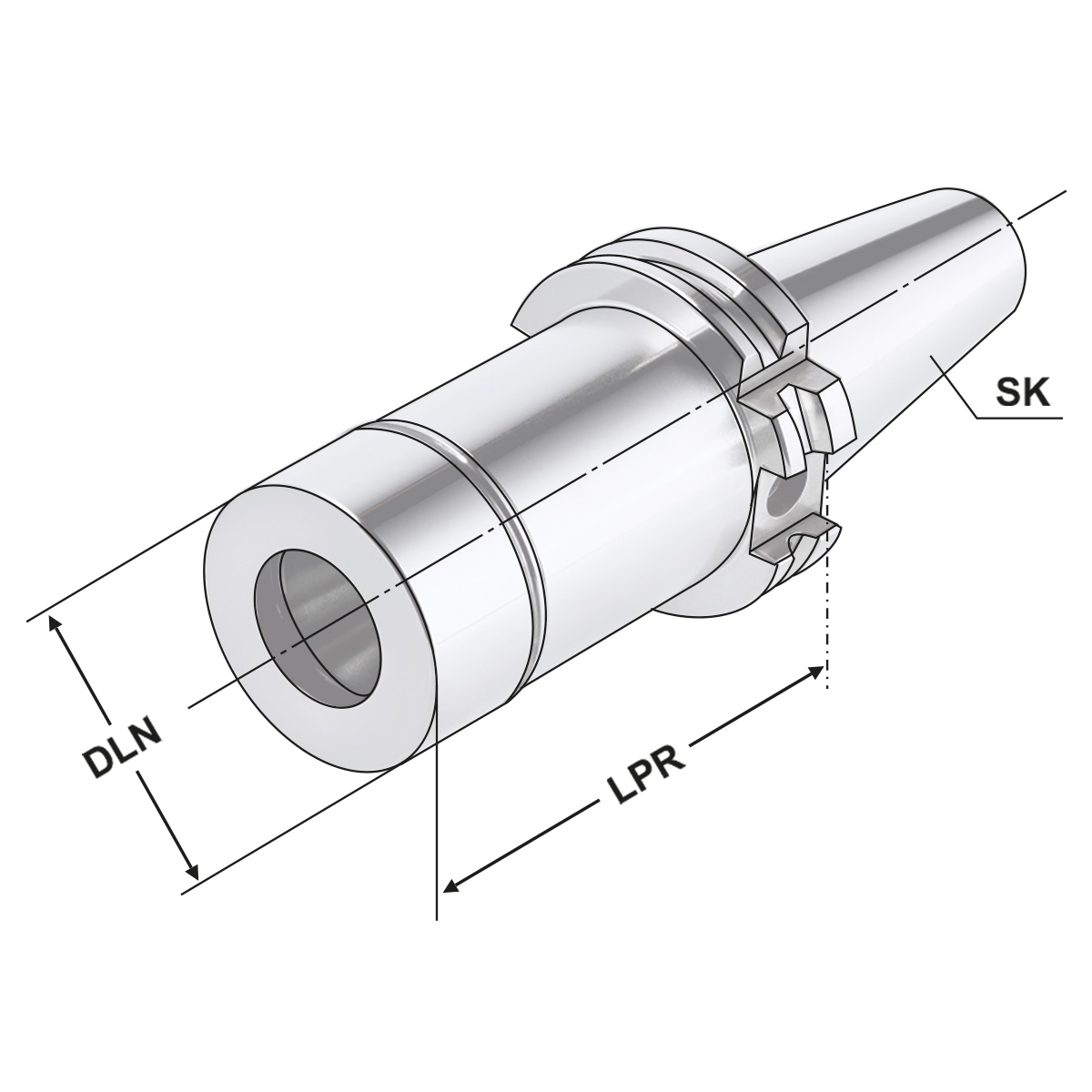 Technische Zeichnung Präz.-Spannfutter SK 40-2/20-70 ER32 DIN 69871 AD von Kemmler