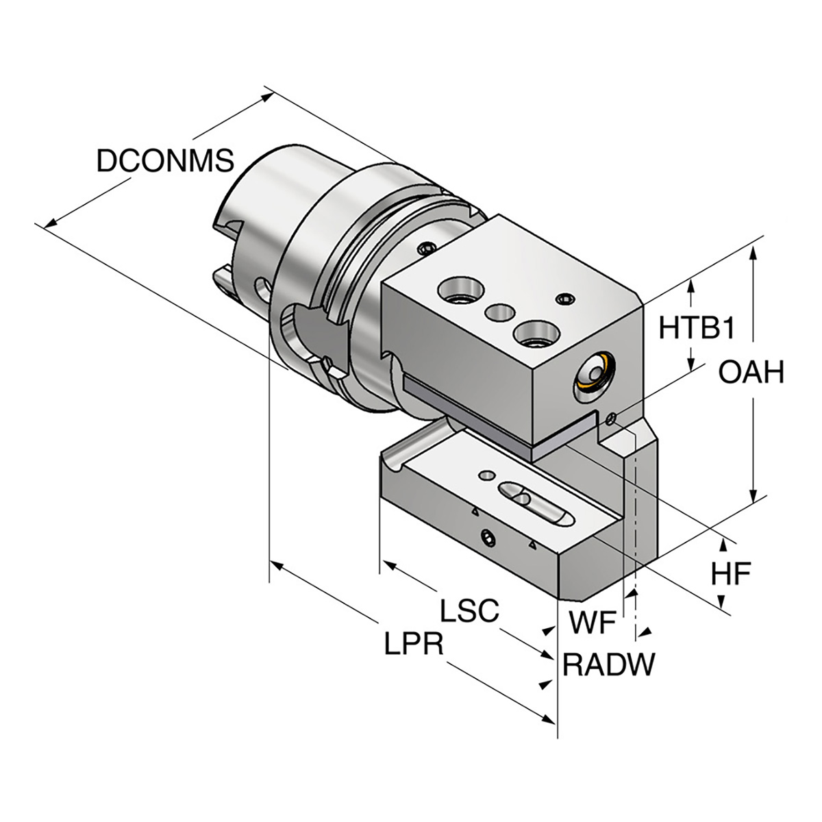 Technische Zeichnung Drehhalter HSK 63-25-110 mit IK von Kemmler