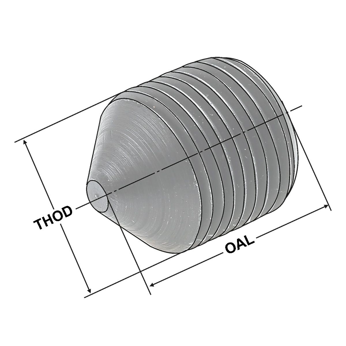 Technische Zeichnung Spannschr. M12x1x14 mit Spitze D 25/32 von Kemmler
