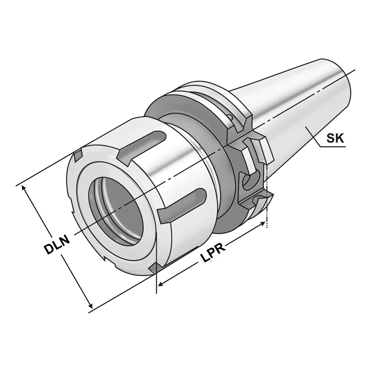 Technische Zeichnung Spannfutter SK 40-2/25-70 DIN 69871 AD/B von Kemmler