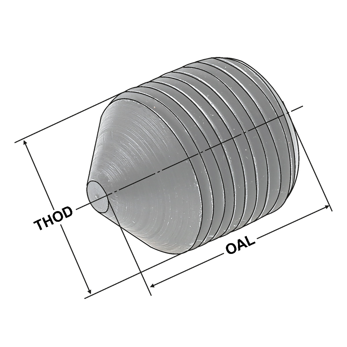 Technische Zeichnung Spannschr. M10x1x14 mit Spitze D 16 / 20 von Kemmler