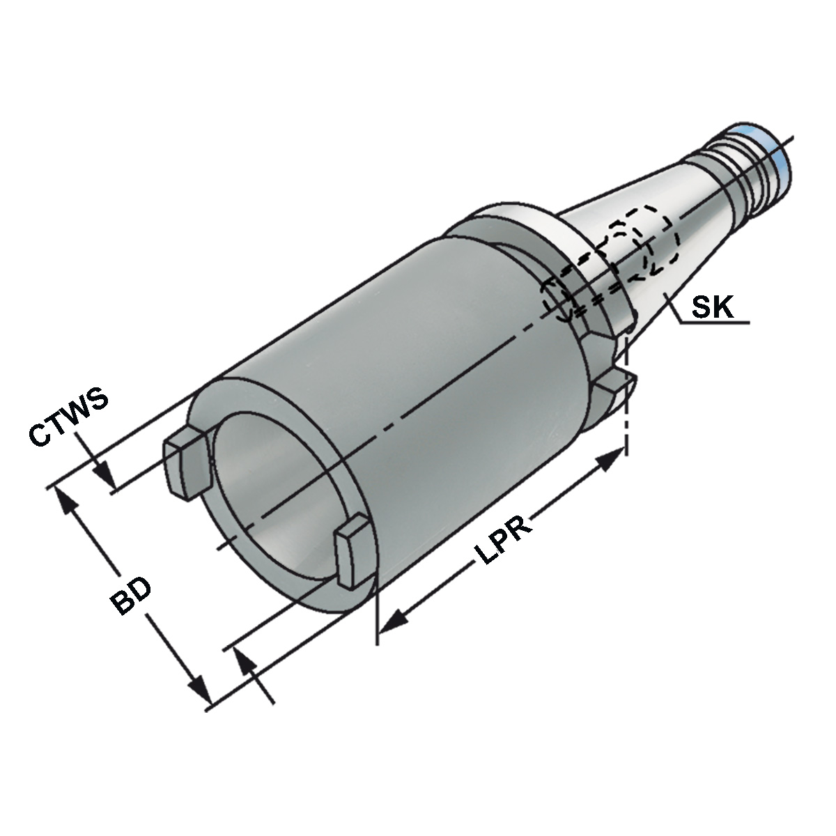 Technische Zeichnung Reduzierhülse SK40 - SK30 - 50 von Kemmler