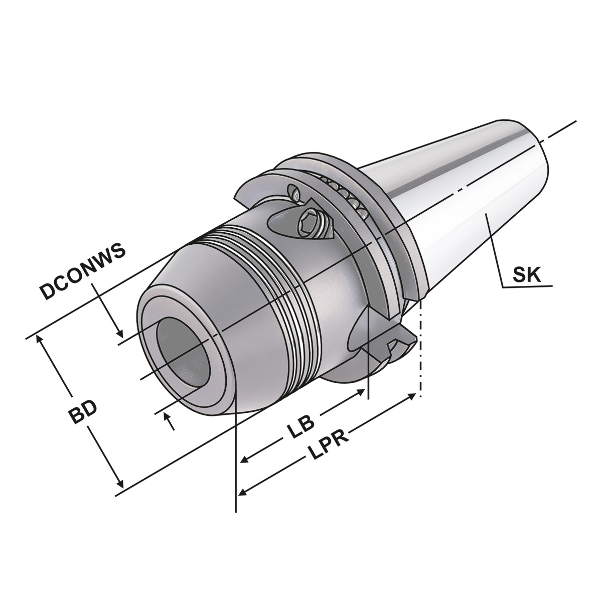Technische Zeichnung Hydro-Dehnspannfutter-HP SK 40-20-65 von Kemmler