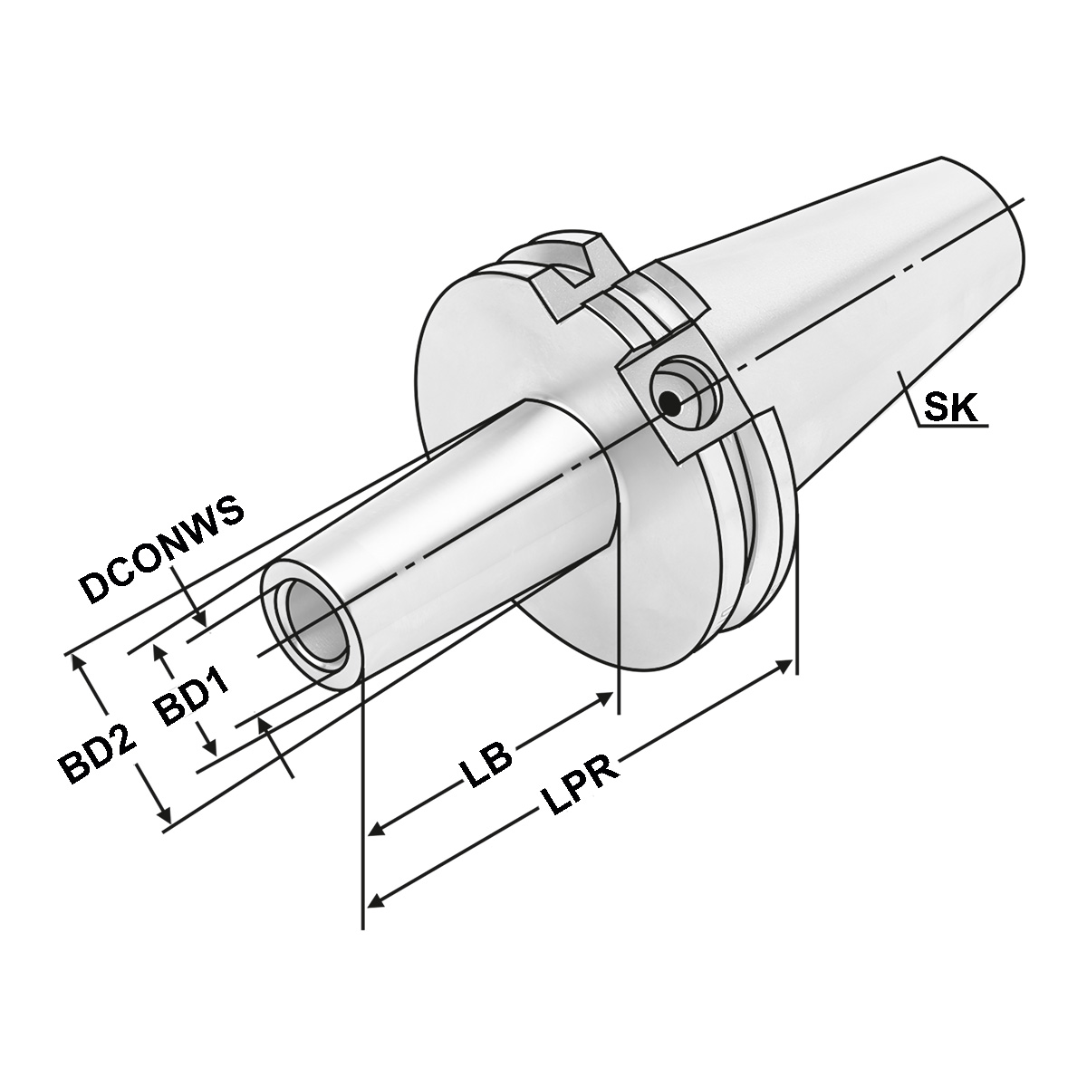 Technische Zeichnung Fräsaufnahme für Einschraubfräser SK40-M6-69-L50 von Kemmler