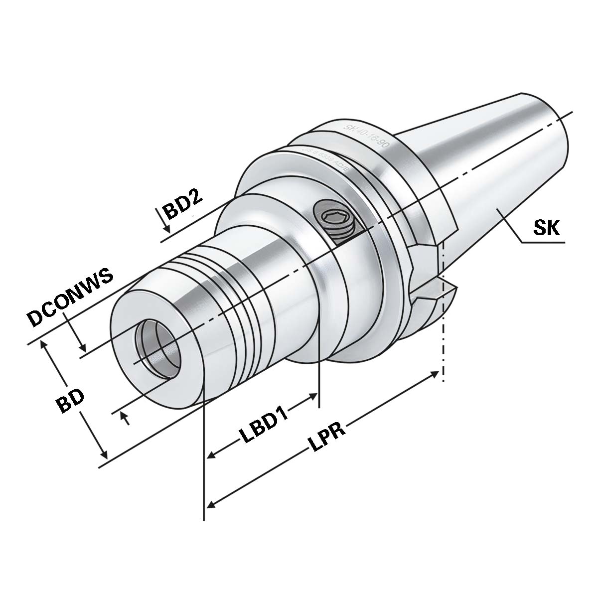 Technische Zeichnung Hydro-Dehnspannfutter BT 30-10-64 JIS B 6339 von Kemmler