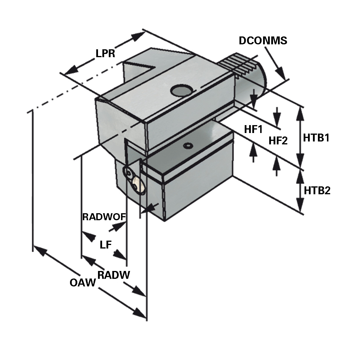 Technische Zeichnung Axial-Werkzeughalter C3-20x16 von Kemmler