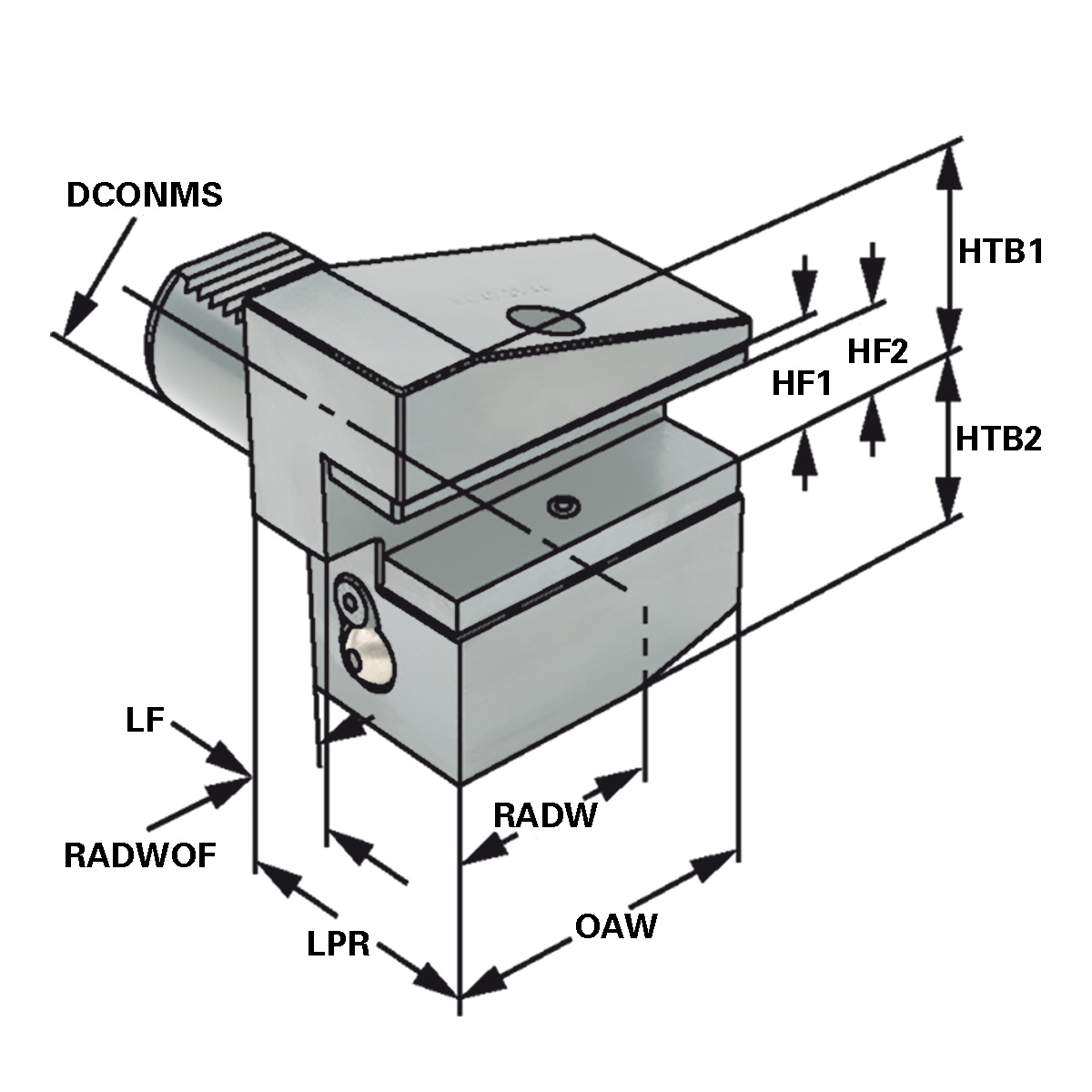 Technische Zeichnung Radial-Werkzeughalter B4-40x25-44 von Kemmler