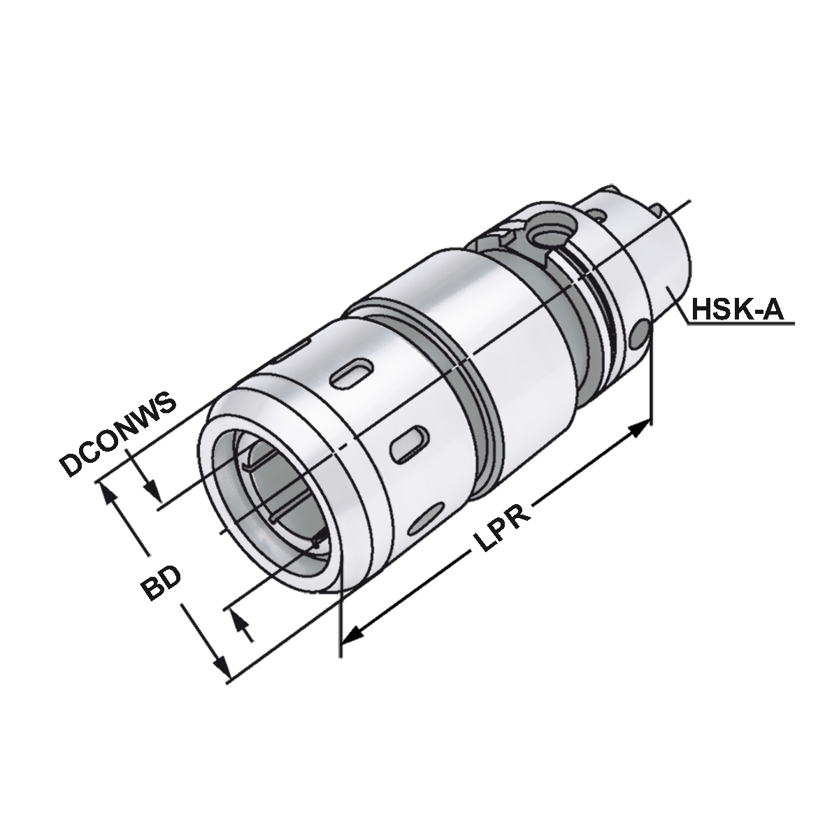 Technische Zeichnung Kraftspannfutter HSK-A 63-25-100 DIN 69893-1 von Kemmler