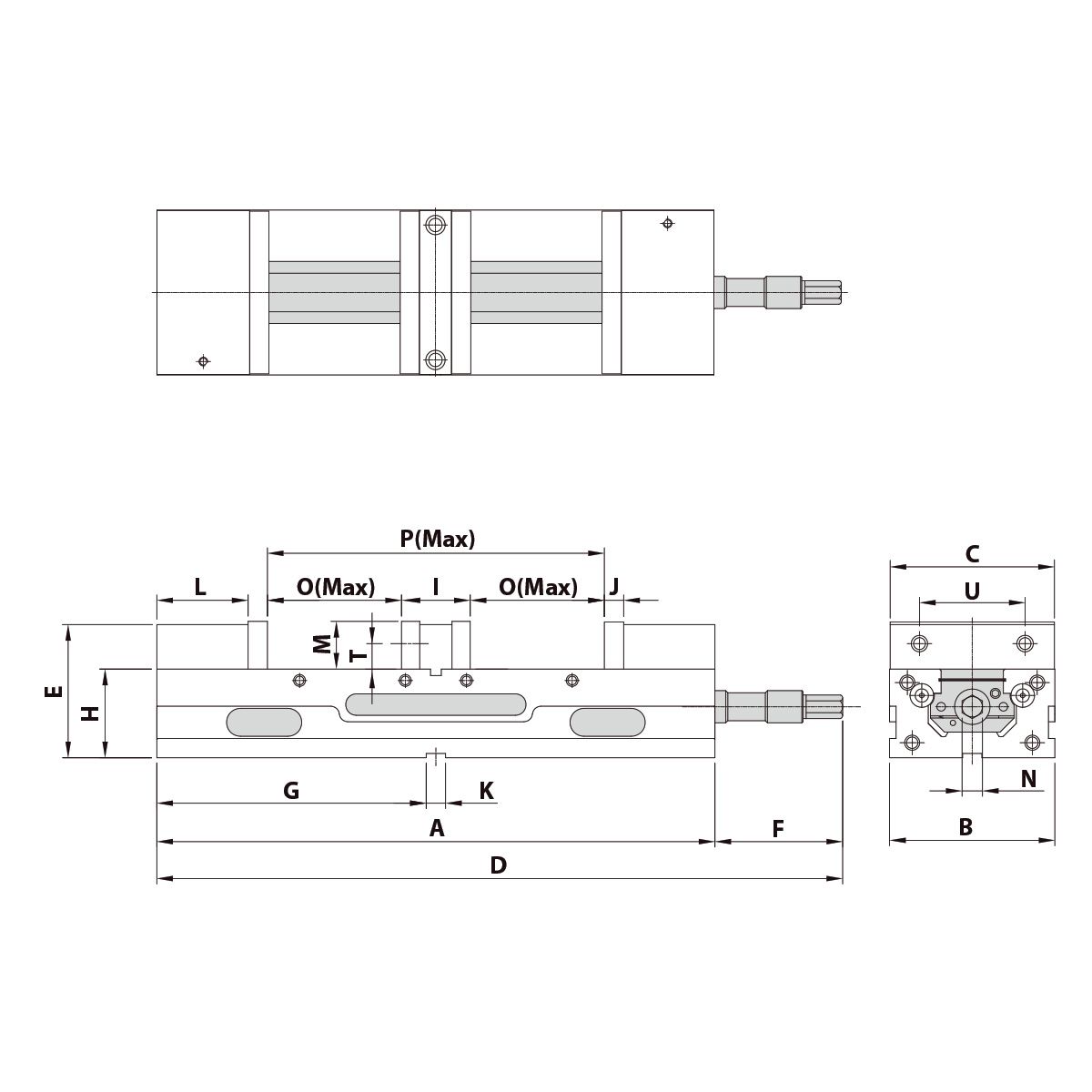 Technische Zeichnung Doppelspannstock TLD-60G/HV von Kemmler
