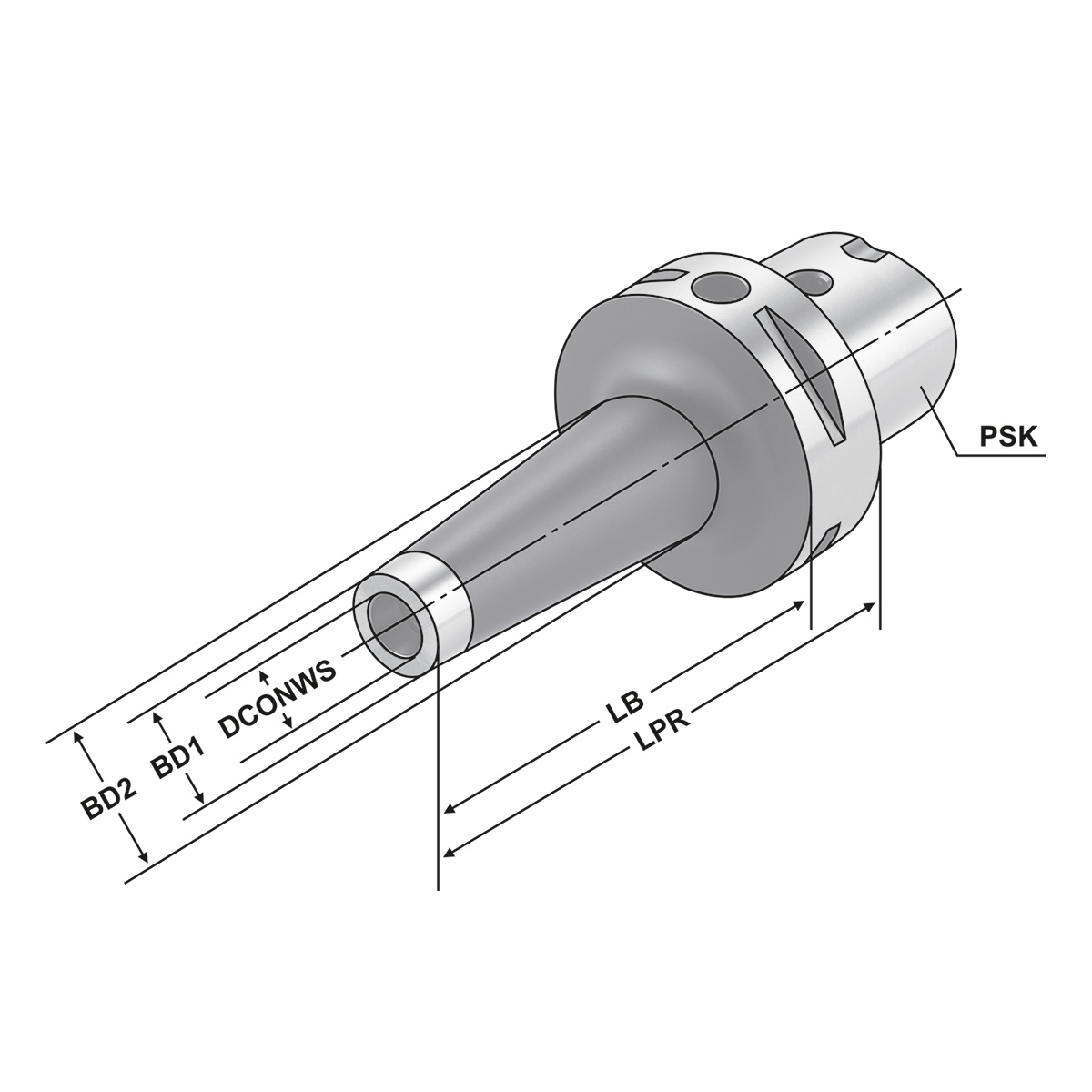 Technische Zeichnung Fräsaufnahme für Einschraubfräser PSK 63-M8-105 von Kemmler