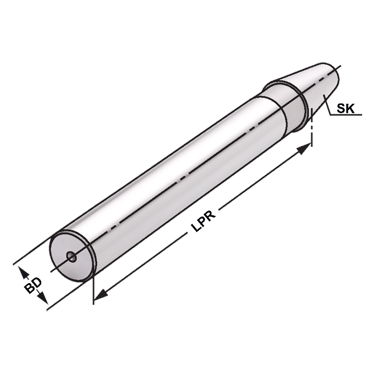 Technische Zeichnung Kontrolldorn SK 30-32-300 DIN 69871 A von Kemmler